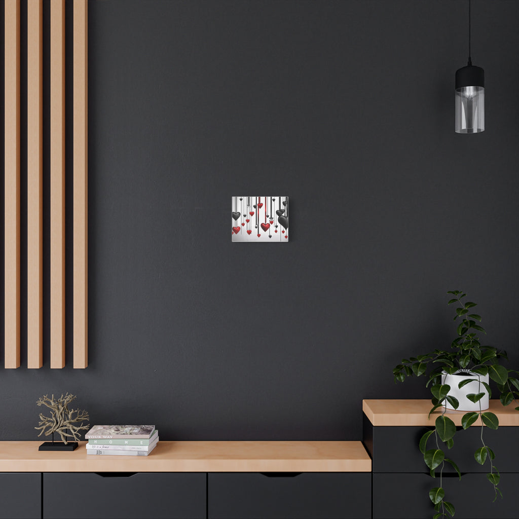 Hanging Red & Black Hearts Matte Canvas Wall Art — Romantic Valentine Decor