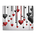 Hanging Red & Black Hearts Matte Canvas Wall Art — Romantic Valentine Decor