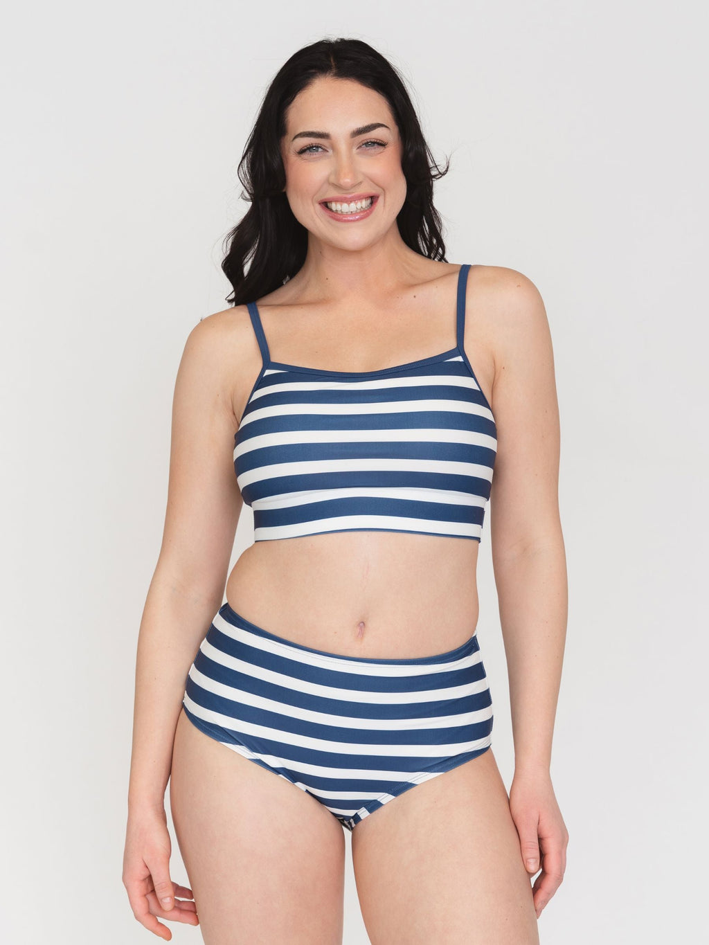 Navy Stripe High-Waist Bottom
